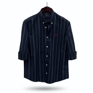 Navy Stripe full sleeve premium cotton shirt- ST250601